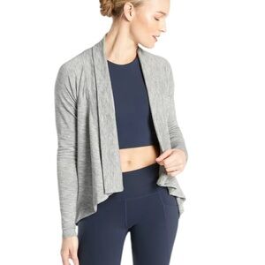 Athleta Nirvana Wear Two Ways Wrap Cardigan Shrug in Marl Gray Heather - XXS